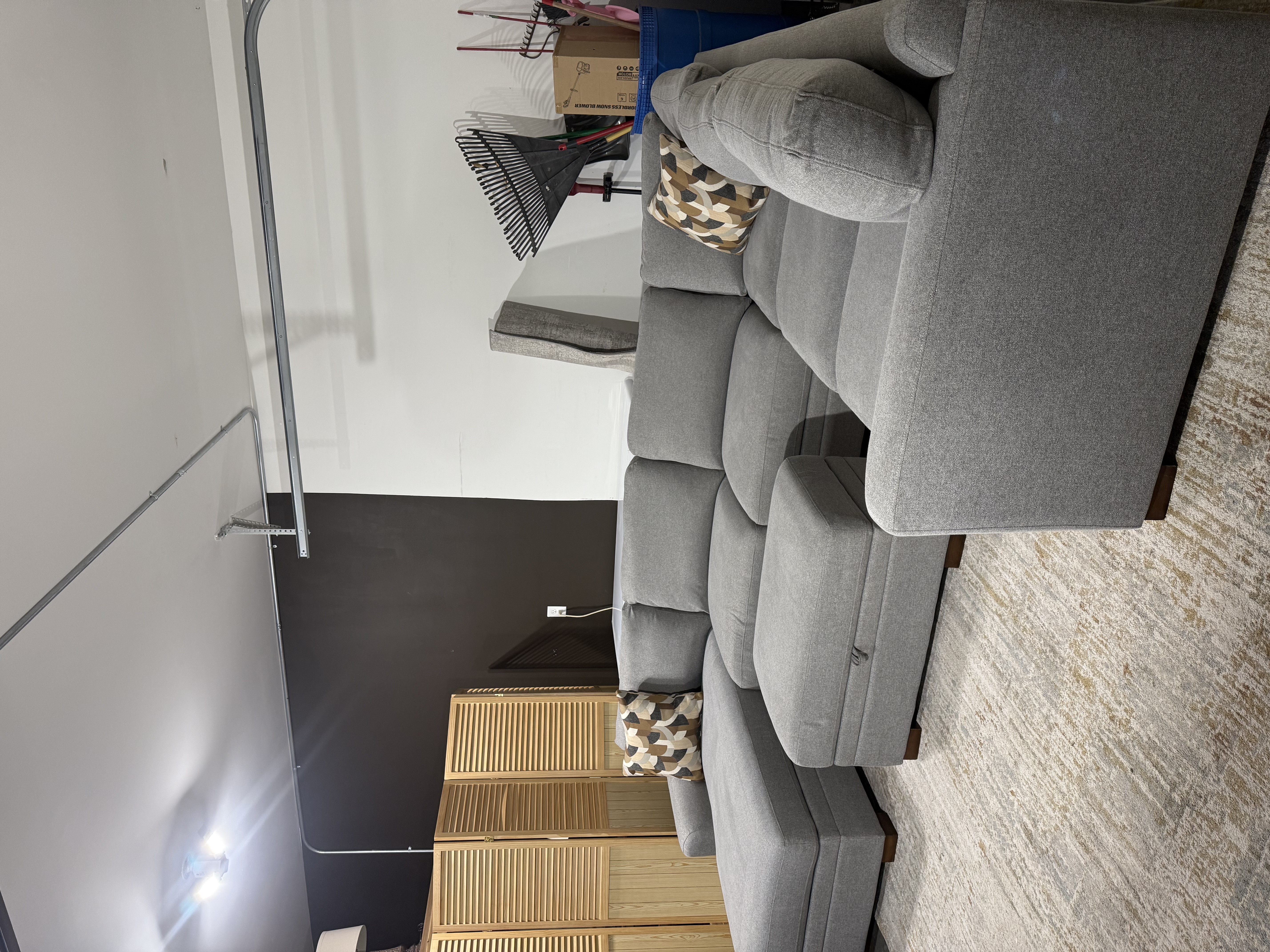 Thomasville Langdon Fabric U-Sectional with Chaise & Storage Ottoman sectional in light gray polyester — U-Shape, 7 seats — photo 3 of 8