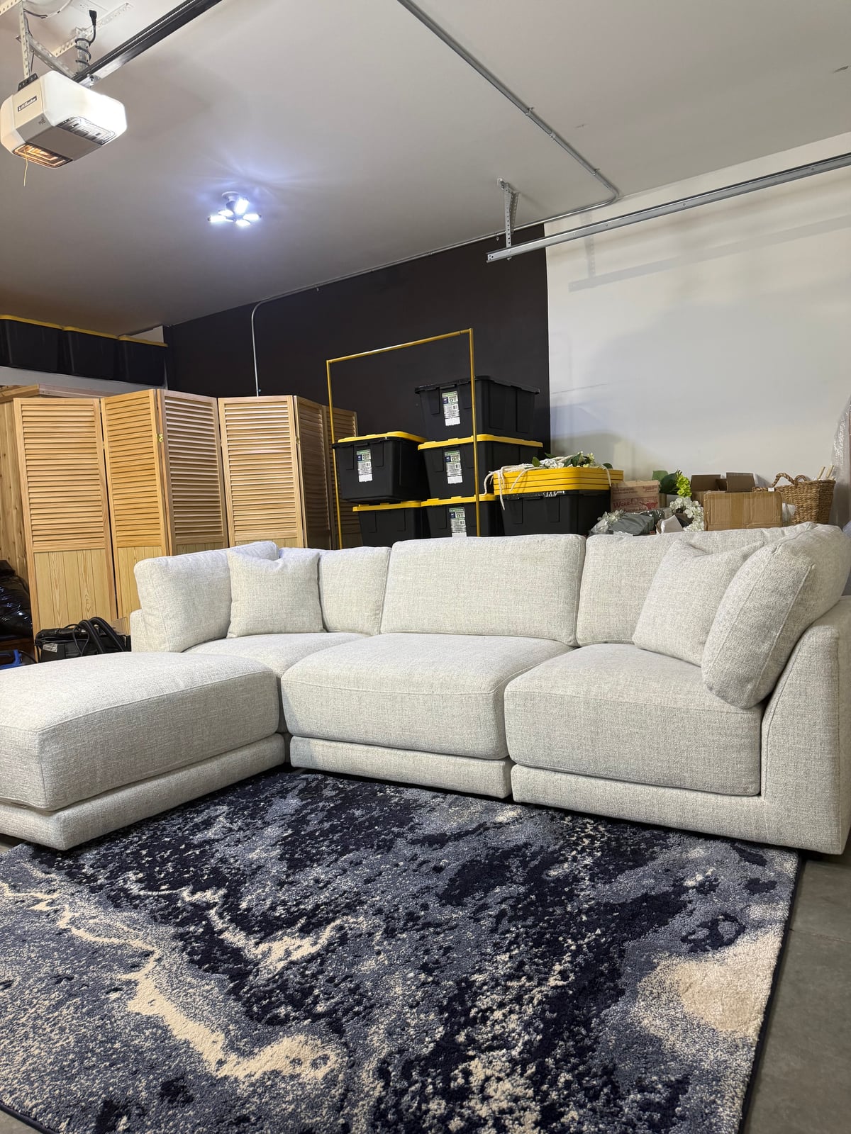 Aiden & Ivy Dayna 4-pc Modular Sectional sectional in light gray polyester — Modular 4-piece (corner, armless, ottoman), 4 seats — photo 3 of 9