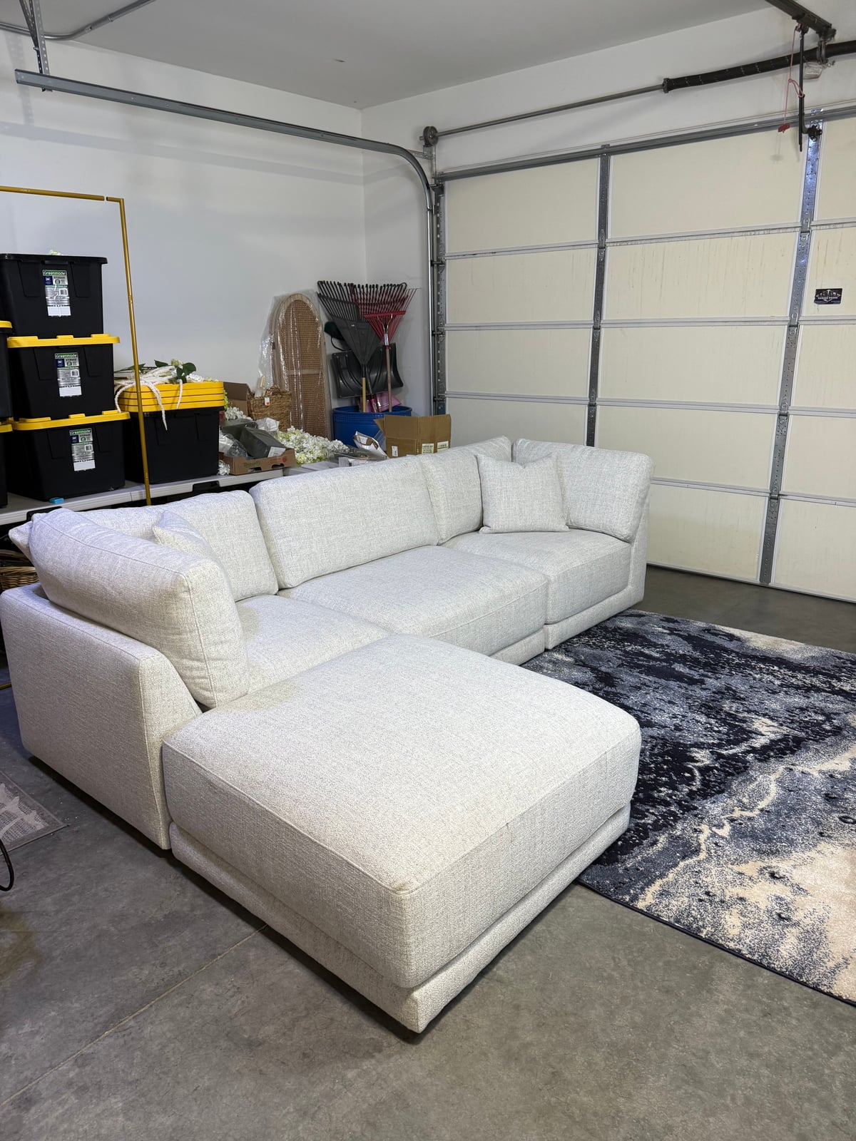 Aiden & Ivy Dayna 4-pc Modular Sectional sectional in light gray polyester — Modular 4-piece (corner, armless, ottoman), 4 seats — photo 1 of 9